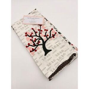 Cupcakes and Cashmere Set of 2 Kitchen Towels Embroidered Hearts Tree Valentines